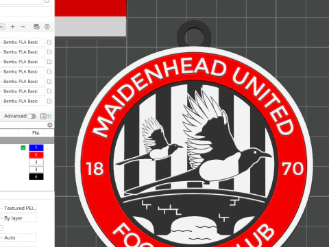 National League Maidenhead United keychain badge color printable and renderable 3D Print Model