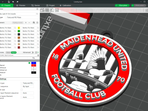 National League Maidenhead United keychain badge color printable and renderable 3D Print Model