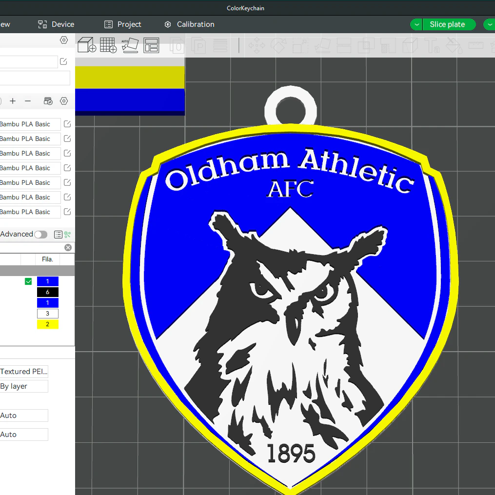 National League Oldham Athletic keychain badge color printable and renderable 3D Print Model .c4d .max .obj .3ds .fbx .stl .blend 