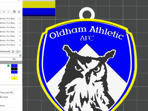 National League Oldham Athletic keychain badge color printable and renderable 3D Print Model