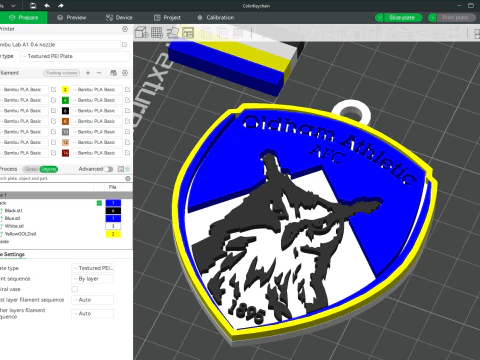National League Oldham Athletic keychain badge color printable and renderable 3D Print Model