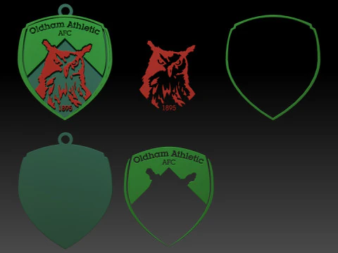 National League Oldham Athletic keychain badge color printable and renderable 3D Print Model
