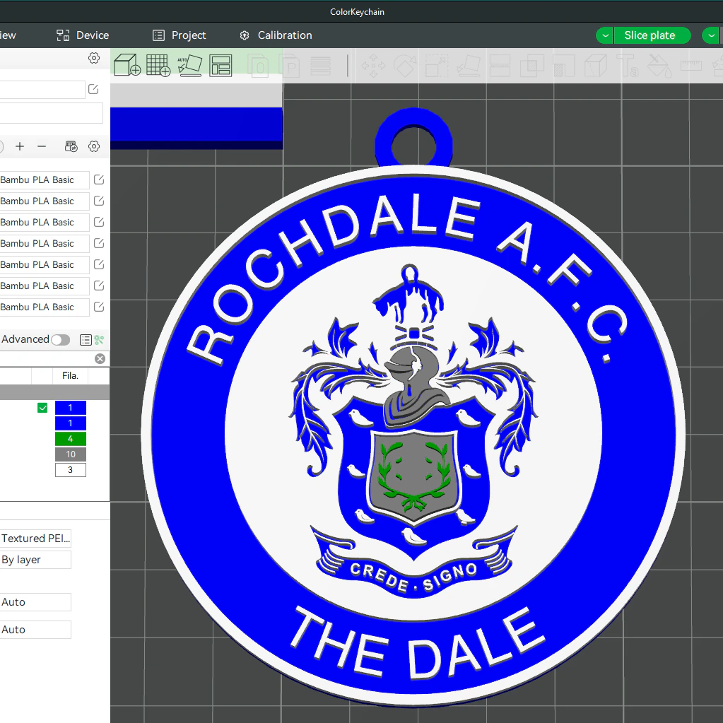 National League Rochdale keychain badge color printable and renderable 3D Print Model .c4d .max .obj .3ds .fbx .stl .blend 