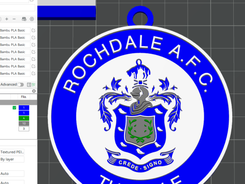 National League Rochdale keychain badge color printable and renderable 3D Принт Модель