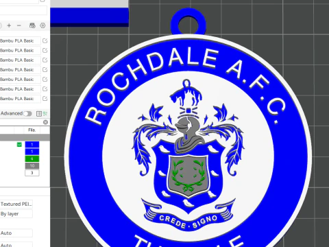 National League Rochdale keychain badge color printable and renderable 3D Print Model