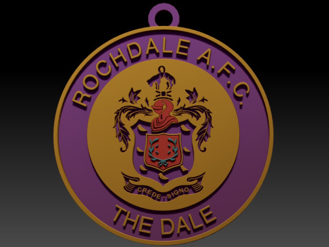National League Rochdale keychain badge color printable and renderable 3D Baskı Modeli