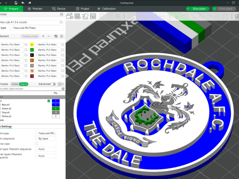 National League Rochdale keychain badge color printable and renderable 3D Baskı Modeli