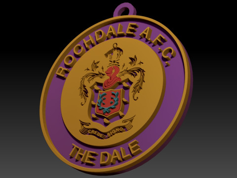 National League Rochdale keychain badge color printable and renderable 3D Baskı Modeli