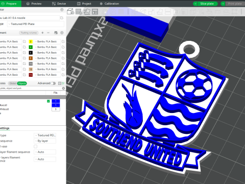 National League Southend United keychain badge color printable and renderable Modèles 3D en vedette