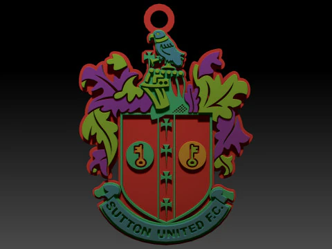 National League Sutton United keychain badge color printable and renderable 3D Print Model