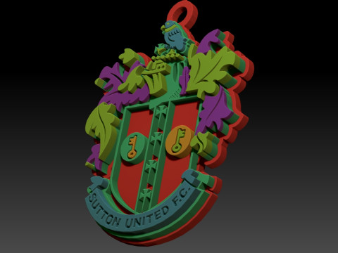 National League Sutton United keychain badge color printable and renderable Modèles 3D en vedette