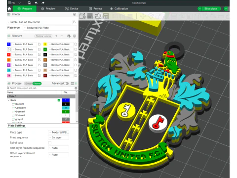 National League Sutton United keychain badge color printable and renderable 3D Print Model
