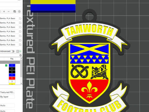 National League Tamworth keychain badge color printable and renderable 3D Print Model