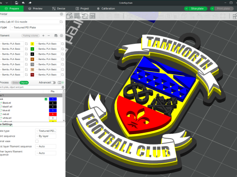 National League Tamworth keychain badge color printable and renderable 3D प्रिंट मॉडल