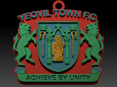 National League Yeovil Town keychain badge color printable and renderable 3D Baskı Modeli