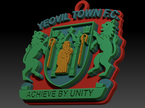 National League Yeovil Town keychain badge color printable and renderable 3D Baskı Modeli
