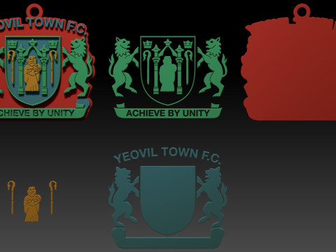 National League Yeovil Town keychain badge color printable and renderable 3D Baskı Modeli