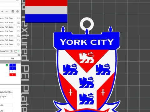 Warna lencana gantungan kunci Liga Nasional Kota York dapat dicetak dan dirender Model Cetak 3D