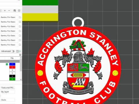EFL League Two Accrington Stanley Keychain Shield colorido para impressão e renderização Modelo de Impressão 3D