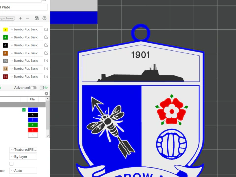 EFL League Two Barrow Portachiavi Scudo colore stampabile e renderizzabile Modello di stampa 3D