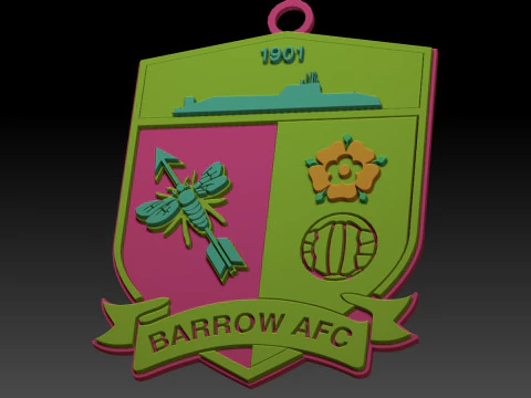 EFL League Two Barrow Keychain Shield color printable and renderable 3D Print Model