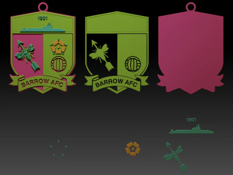 EFL League Two Barrow Keychain Shield color printable and renderable 3D Print Model