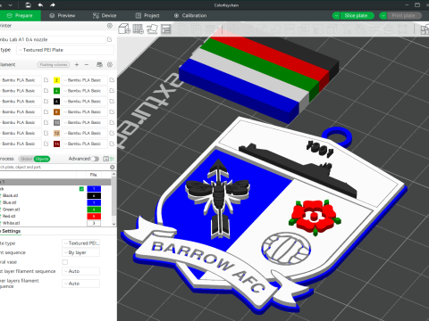EFL League Two Barrow Keychain Shield color printable and renderable 3D प्रिंट मॉडल