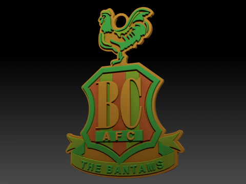 EFL League Two Bradford City Keychain Shield color printable and renderable 3D Print Model