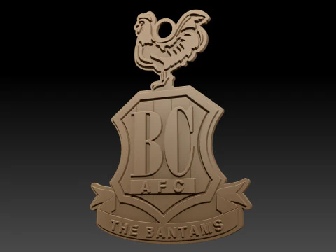 EFL League Two Bradford City Keychain Shield color printable and renderable 3D Print Model