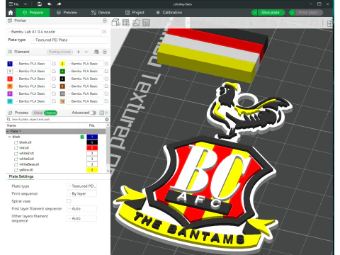 EFL League Two Bradford City Keychain Shield color printable and renderable 3D Print Model