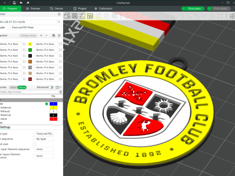 EFL League Two Bromley Keychain Shield color printable and renderable 3D प्रिंट मॉडल