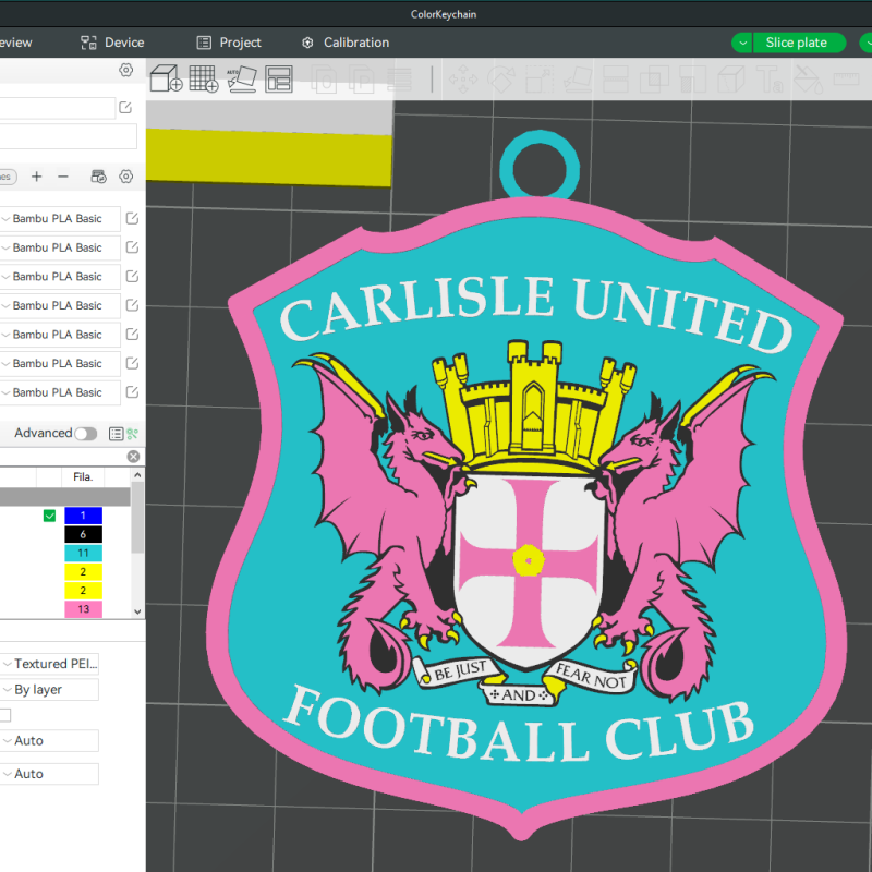 EFL League Two Carlisle United Keychain Shield color printable and renderable Model do druku 3D .c4d .max .obj .3ds .fbx .stl .blend