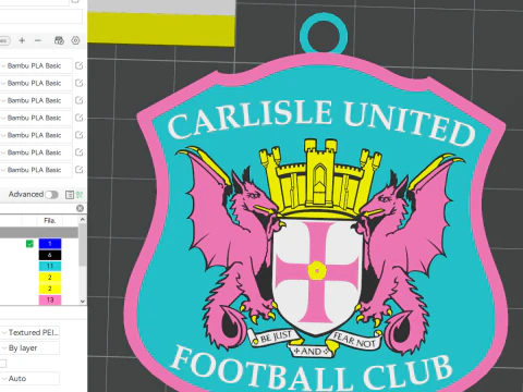 EFL League Two Carlisle United Keychain Shield colorido para impressão e renderização Modelo de Impressão 3D