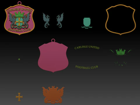 EFL League Two Carlisle United Keychain Shield color printable and renderable 3D Print Model