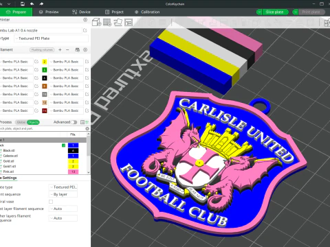 EFL League Two Carlisle United Keychain Shield color printable and renderable 3D Print Model