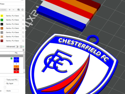 EFL League Two Chesterfield Keychain Shield color printable and renderable 3D Print Model