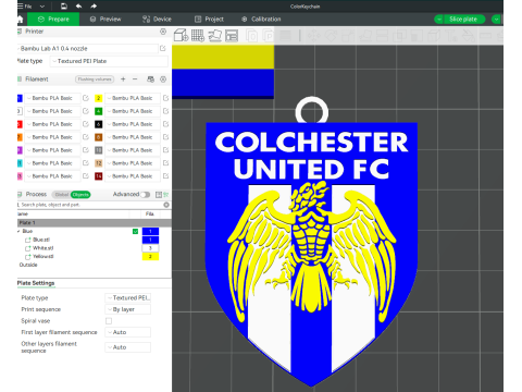 EFL League Two Colchester United Keychain Shield color printable and renderable 3D प्रिंट मॉडल