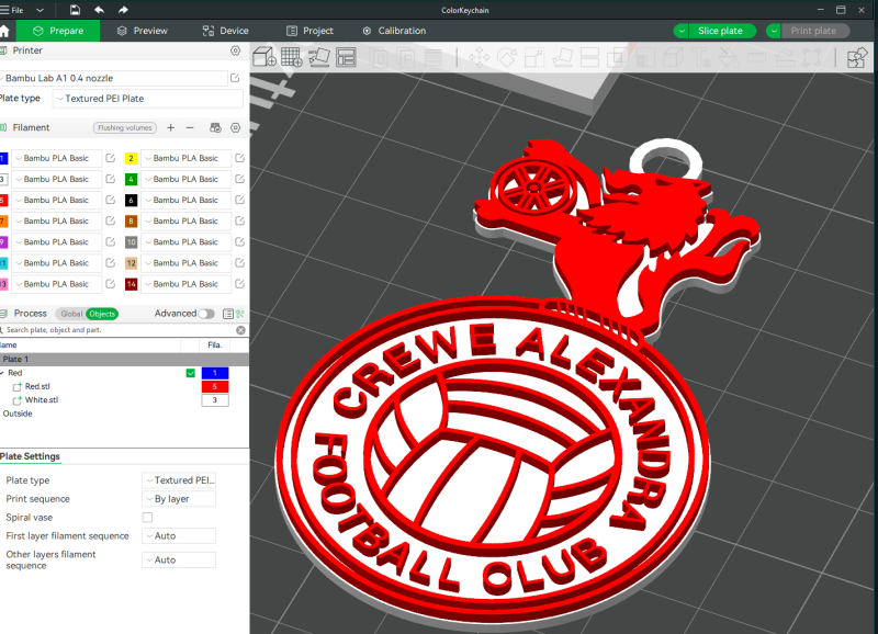 EFL League Two Crewe Alexandra Keychain Shield color printable and renderable 3D Принт Модель .c4d .max .obj .3ds .fbx .stl .blend