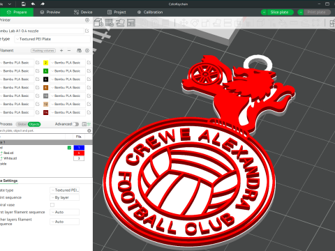 EFL League Two Crewe Alexandra Keychain Shield color printable and renderable 3D 프린트 모델