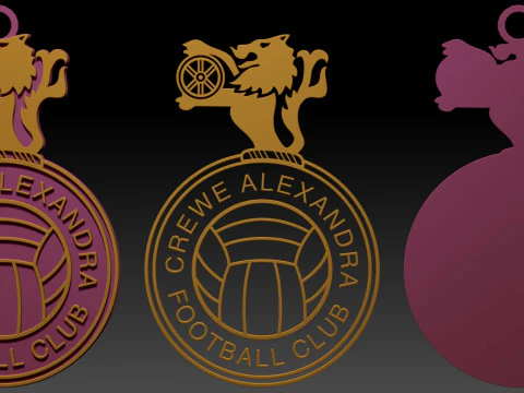 EFL League Two Crewe Alexandra Keychain Shield color printable and renderable 3D Print Model