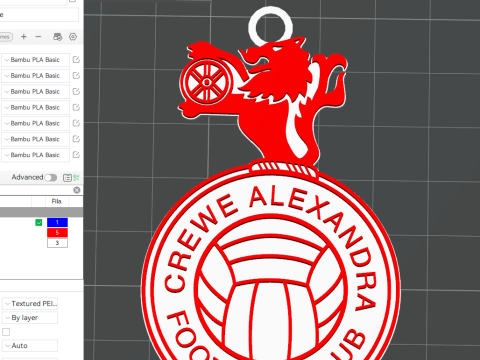 EFL League Two Crewe Alexandra Keychain Shield color printable and renderable 3D Принт Модель