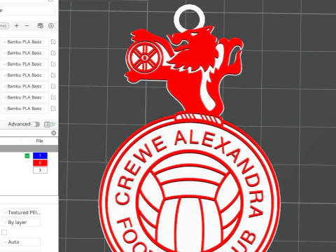 EFL League Two Crewe Alexandra Keychain Shield color printable and renderable 3D Print Model