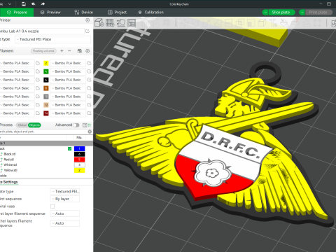 EFL League Two Doncaster Rovers Keychain Shield color printable and renderable 3D प्रिंट मॉडल