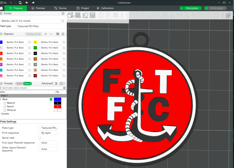 EFL League Two Fleetwood Town Keychain Shield color printable and renderable Model do druku 3D .c4d .max .obj .3ds .fbx .stl .blend