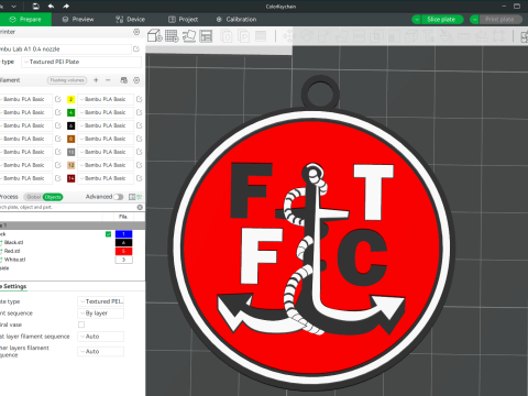 EFL League Two Fleetwood Town Keychain Shield color printable and renderable 3D Принт Модель
