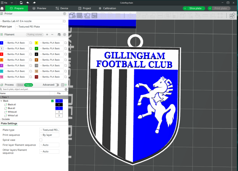 EFL League Two Gillingham Keychain Shield color printable and renderable 3D Baskı Modeli .c4d .max .obj .3ds .fbx .stl .blend