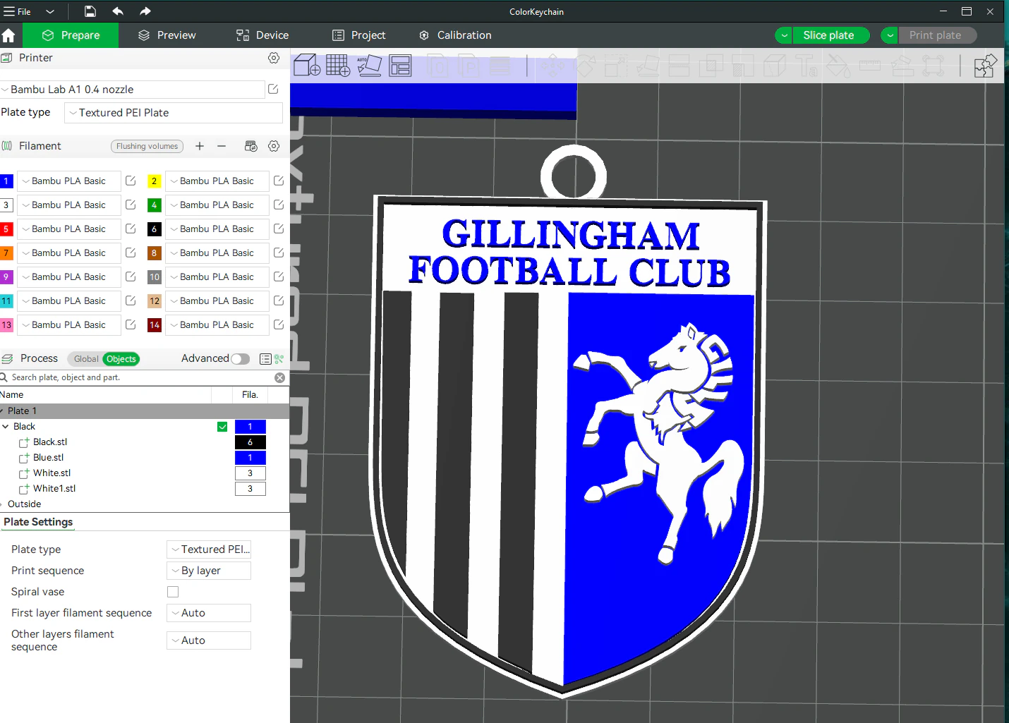 EFL League Two Gillingham Keychain Shield color printable and renderable 3D Print Model .c4d .max .obj .3ds .fbx .stl .blend