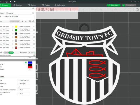 EFL League Two Grimsby Town Keychain Shield colorido para impressão e renderização Modelo de Impressão 3D