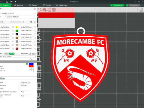 Tarcza do kluczy EFL League Two Morecambe w kolorze do wydrukowania i renderowania Model do druku 3D