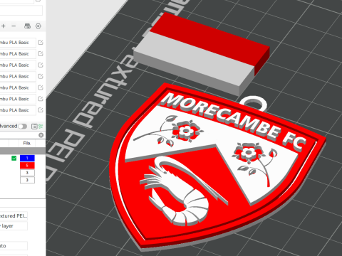 EFL League Two Morecambe Keychain Shield color printable and renderable 3D Baskı Modeli
